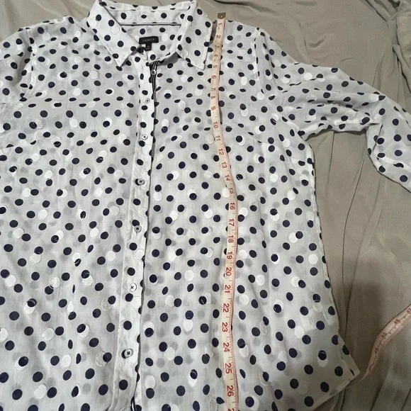Talbots Polka Dot button down Shirt - Picture 7 of 8